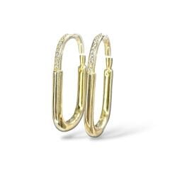 Dikdörtgen Form Zirkon Taşlı 14K Altın Kaplama Gümüş Küpe