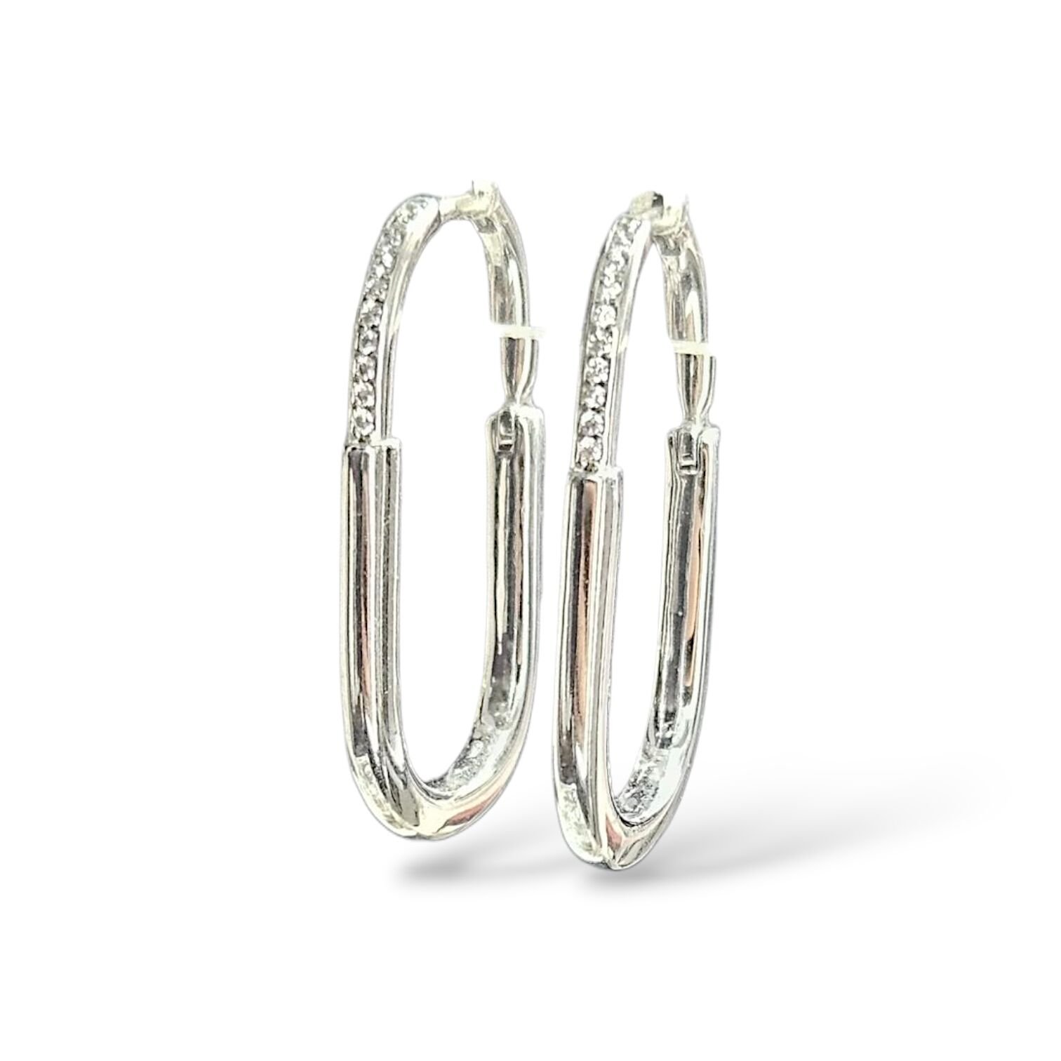 Dikdörtgen Form Taşlı Gümüş Küpe