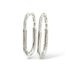 Dikdörtgen Form Taşlı Gümüş Küpe