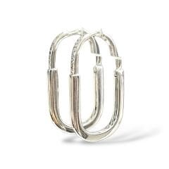 Dikdörtgen Form Taşlı Gümüş Küpe