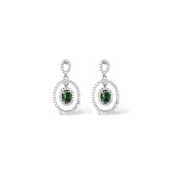 Zümrüt Oval Taşlı Yan Detay Zirkon Kadın Gümüş Set