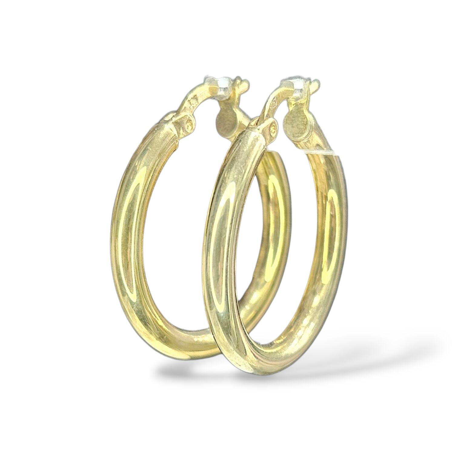 Orta Boy Bombeli Gold Halka Küpe