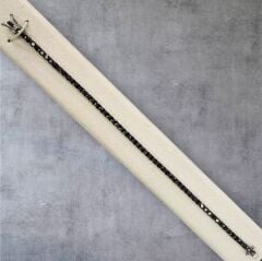 2.5 mm Siyah Taşlı Gümüş Su Yolu Bileklik