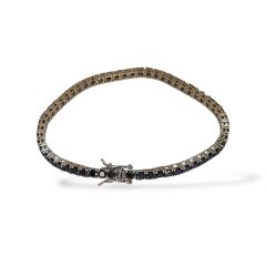 2.5 mm Siyah Taşlı Gümüş Su Yolu Bileklik