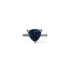 Blue Mavi Topaz Üçgen Form Şık Kadın Gümüş Küpe Yüzük Takım