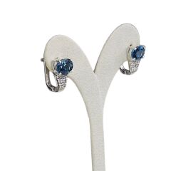 Blue Mavi Topaz Oval Form Şık Kadın Gümüş Küpe Yüzük Takım