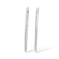 Çift Tarafı Taşlı Gümüş Halka Küpe