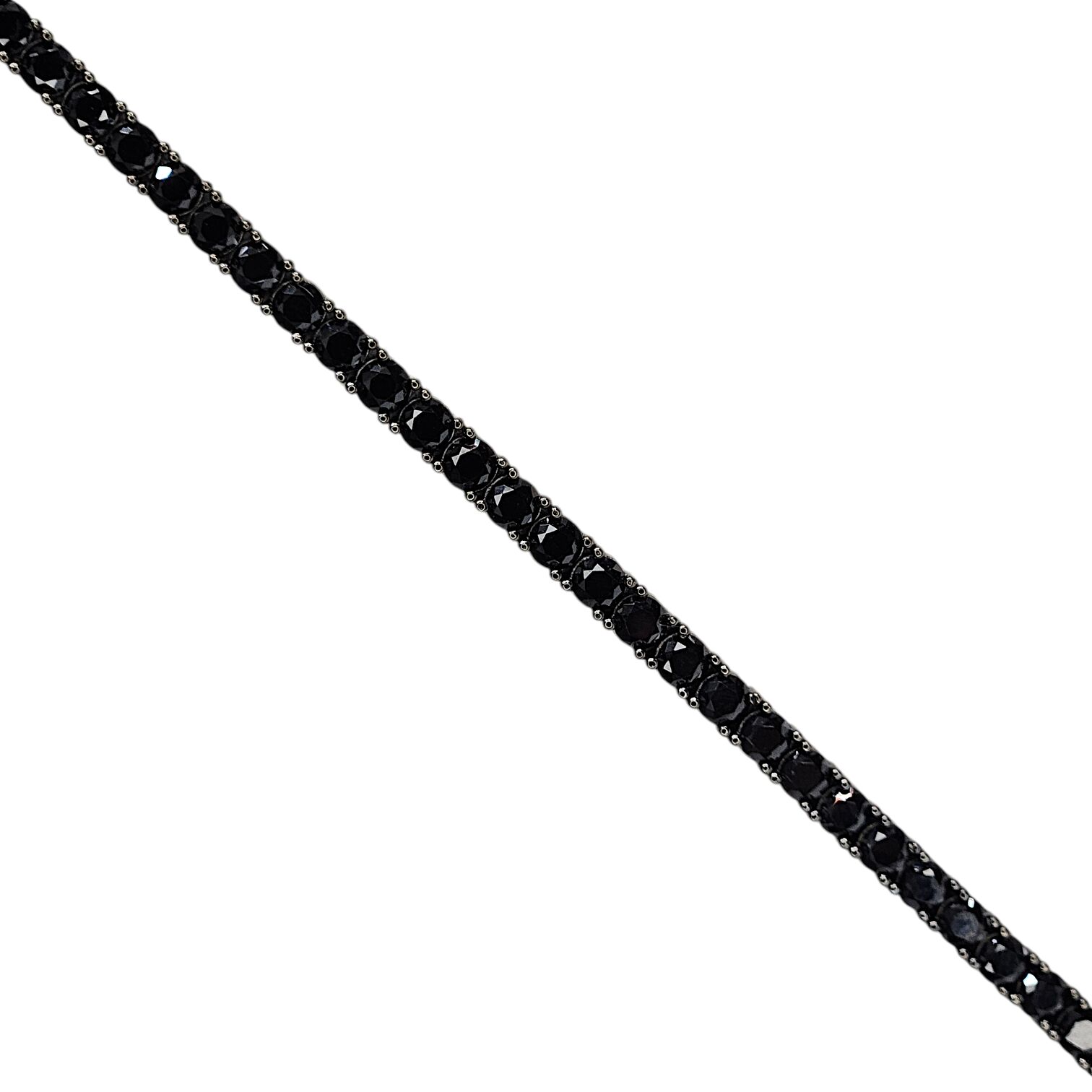 3 mm Siyah Taşlı Gümüş Su Yolu Bileklik - 18,5 cm