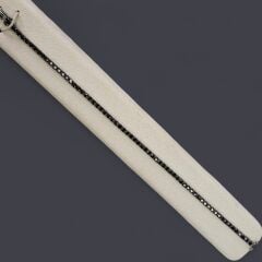 Unisex Siyah Taşlı Su Yolu Gümüş Bileklik