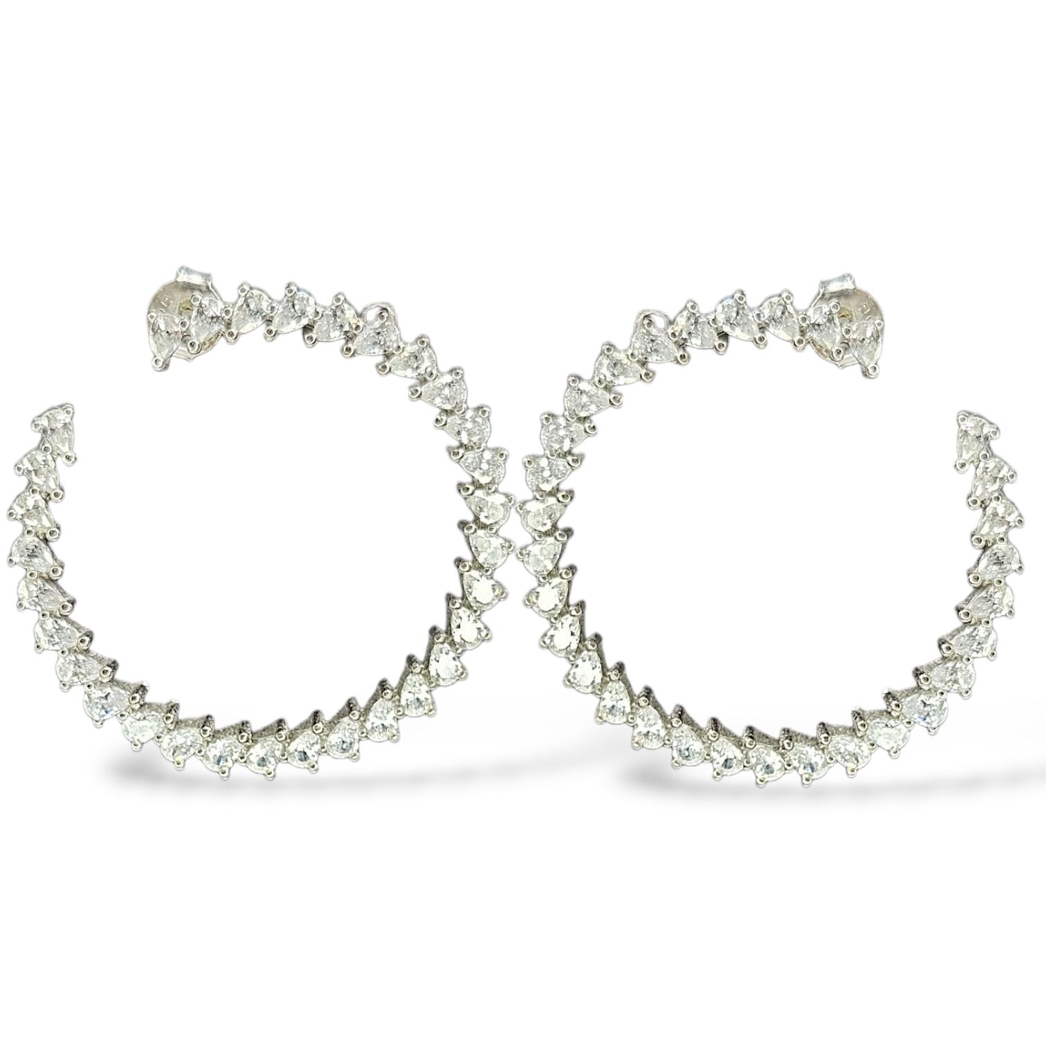 Farklı Form Taşlı Gümüş Halka Küpe