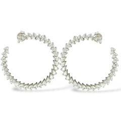 Farklı Form Taşlı Gümüş Halka Küpe