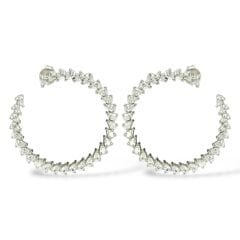 Farklı Form Taşlı Gümüş Halka Küpe