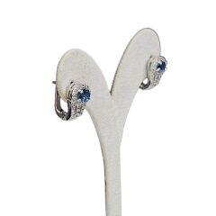 Blue Mavi Topaz Oval Form Kadın Şık Küpe Yüzük Gümüş Takım