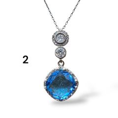 Kristal - Aquamarin Taşlı Gümüş Kolye Modelleri