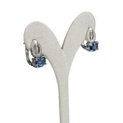 Blue Mavi Topaz Oval Form Kadın Şık Küpe Yüzük Gümüş Takım