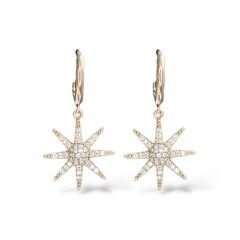 Rose Kaplama Yıldız Model Sallantılı Gümüş Küpe