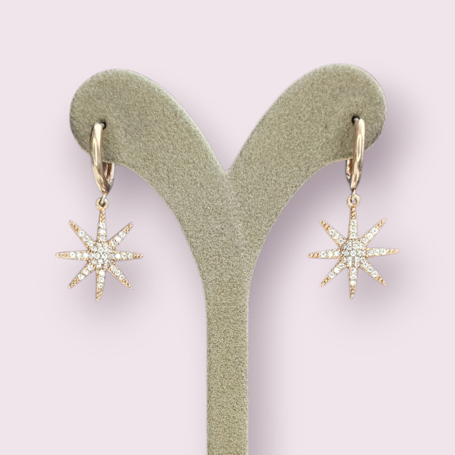 Rose Kaplama Yıldız Model Sallantılı Gümüş Küpe