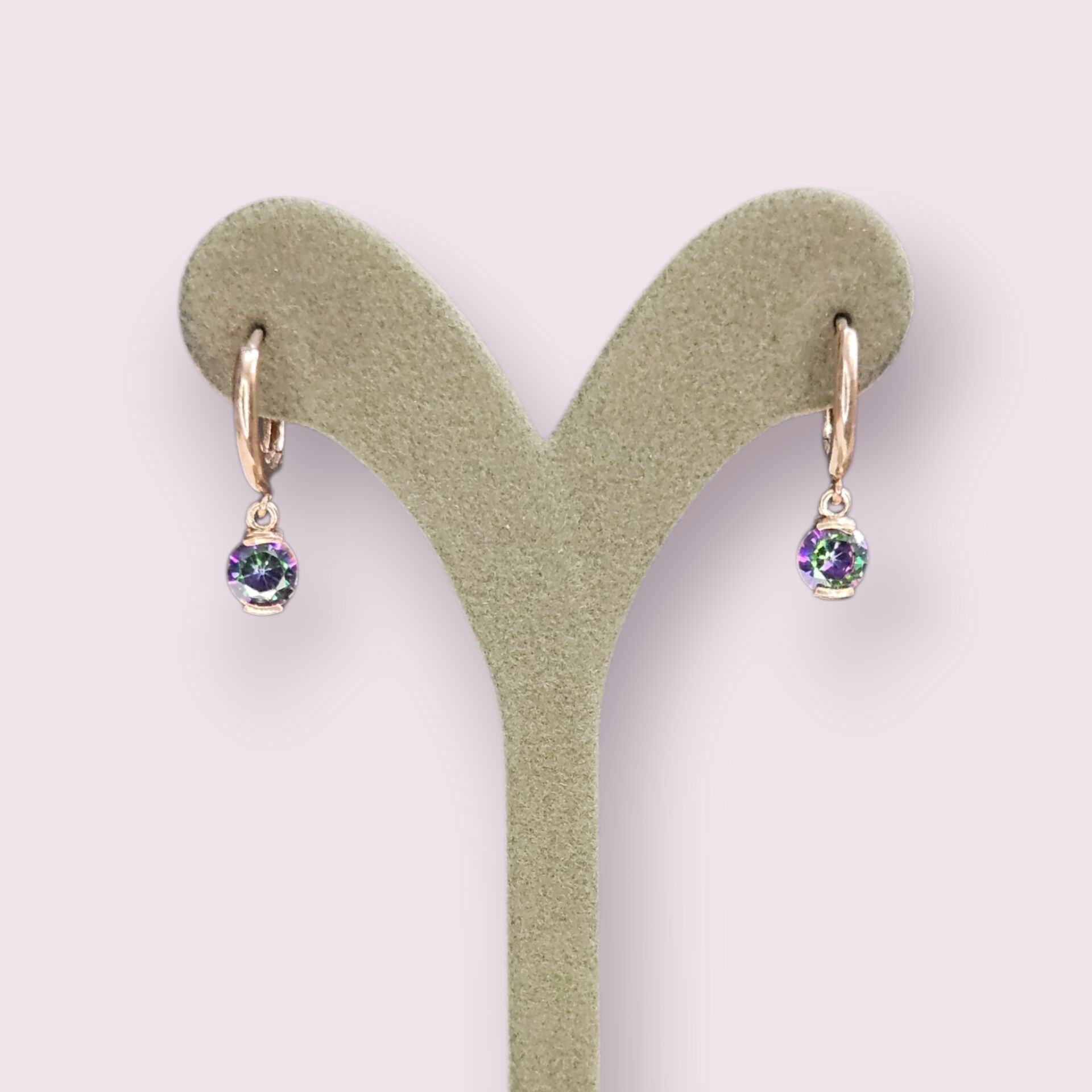 Rose Kaplama Mistik Topaz Sallantılı Gümüş Küpe