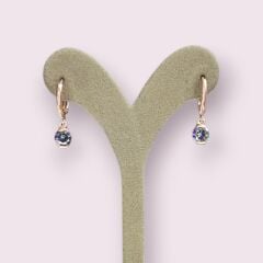 Rose Kaplama Mistik Topaz Sallantılı Gümüş Küpe