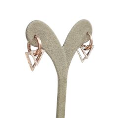 Rose Kaplama Üçgen Model Sallantılı Gümüş Küpe