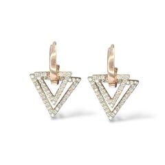 Rose Kaplama Üçgen Model Sallantılı Gümüş Küpe