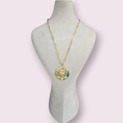 Şans Kolyesi 14K Altın Kaplama Gümüş Kolye- 56 cm