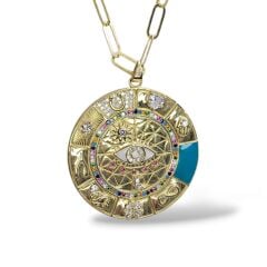 Şans Kolyesi 14K Altın Kaplama Gümüş Kolye- 56 cm