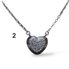 Taşlı Kalp Form Gümüş Kolye