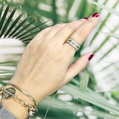 14K Altın Kaplama Tffny Taşlı Gümüş Yüzük