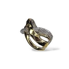 14K Altın Kaplama Çapraz Model Gümüş Yüzük