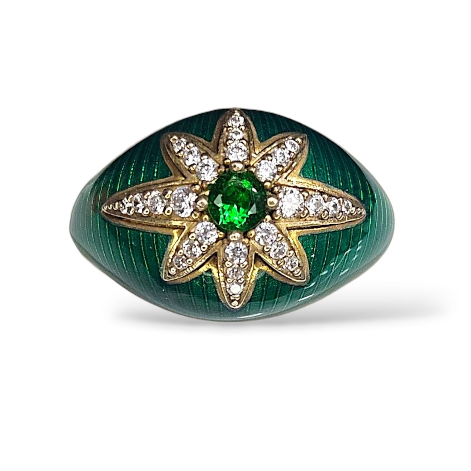 Mineli Zümrüt Yeşili Gümüş Yüzük