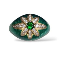 Mineli Zümrüt Yeşili Gümüş Yüzük