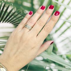 14K Altın Kaplama Tffny Yarı Taşlı Gümüş Yüzük