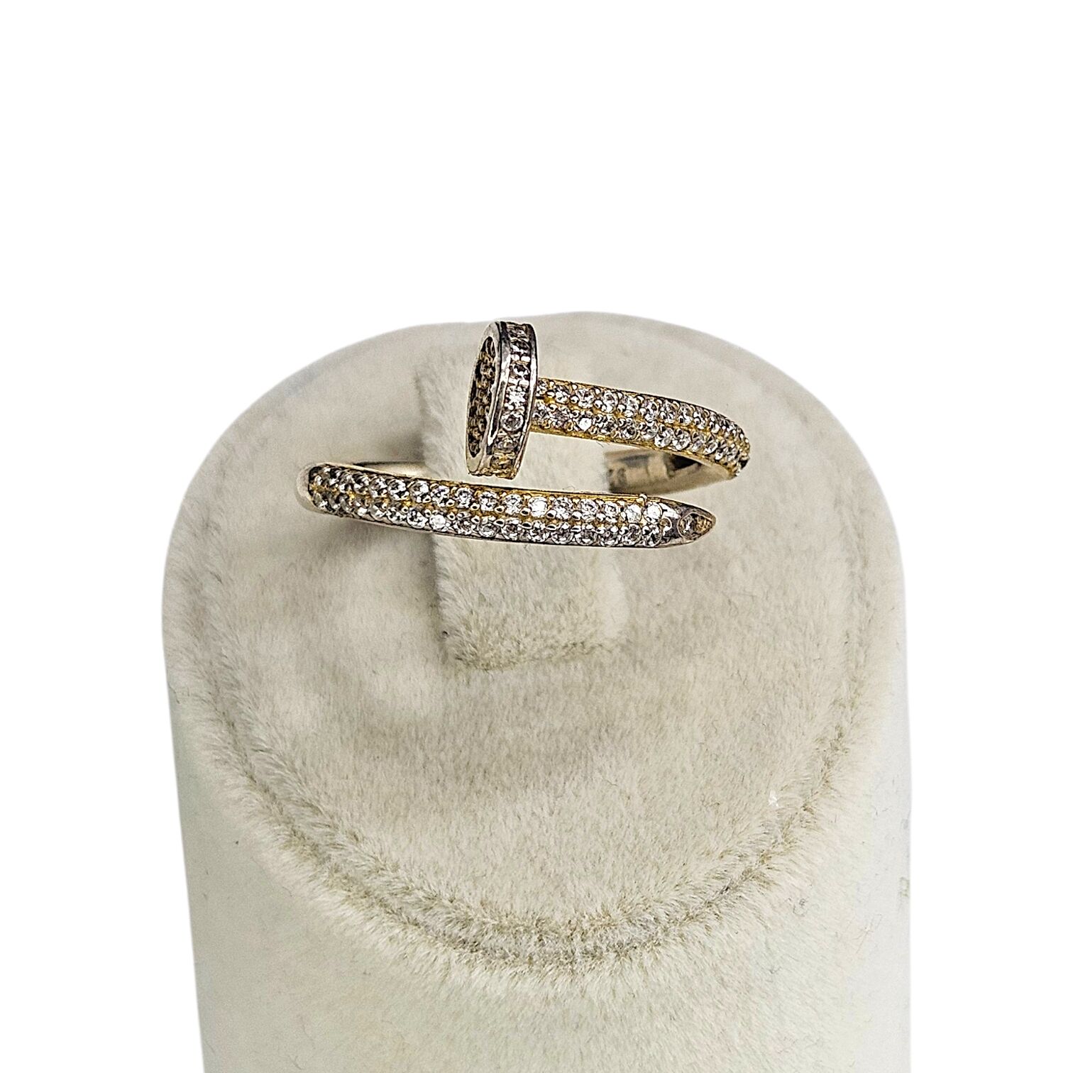 14K Altın Kaplama Çivi Model Taşlı Gümüş Yüzük