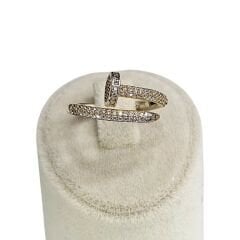 14K Altın Kaplama Çivi Model Taşlı Gümüş Yüzük