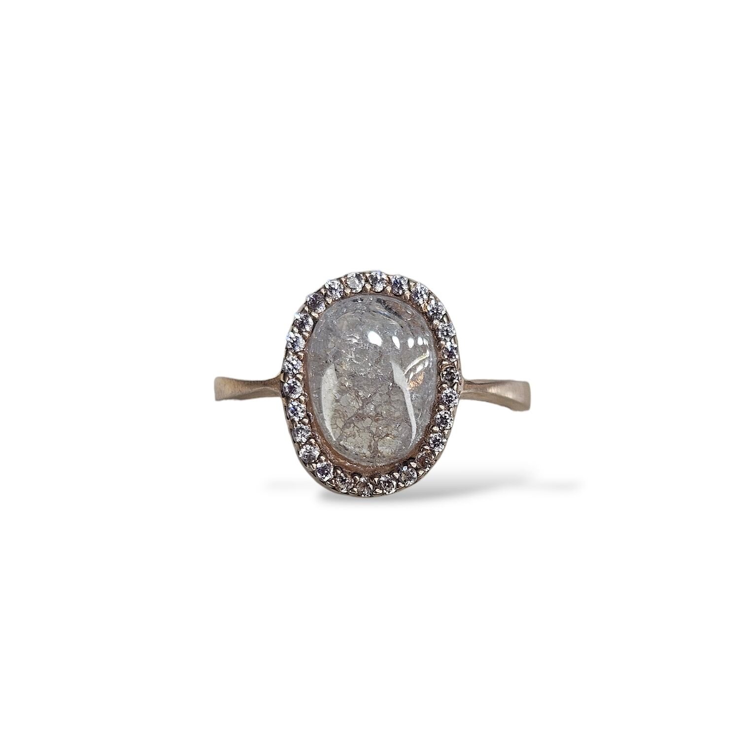 Ay Taşı Rose Kaplama Gümüş Yüzük - 16 no