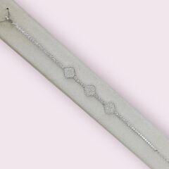 Taşlı Üç Yonca Gümüş Bileklik- 19 cm