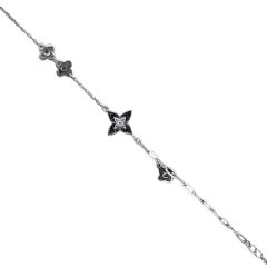Siyah Taşlı Yıldız Model Gümüş Bileklik - 19 cm