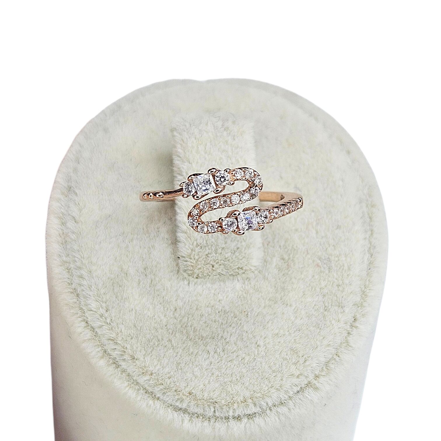 Taşlı Rose Kaplama Gümüş Yüzük - 5 no