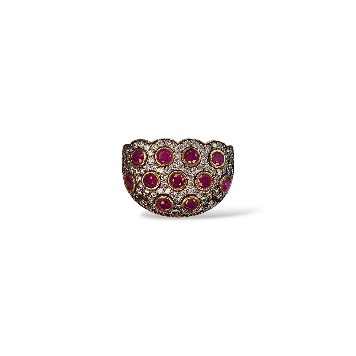 Yakut Taşlı Otantik Gümüş Yüzük - 13 no