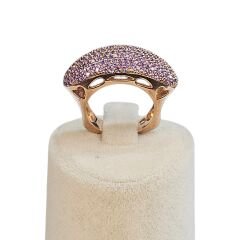 Mor Taşlı Rose Kaplama Gümüş Yüzük - 18 no