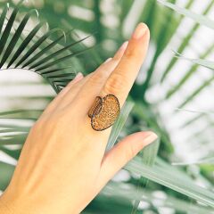 Siyah Zirkon Taşlı Kalp Detay Rose Kaplama Gümüş Yüzük - 18 no