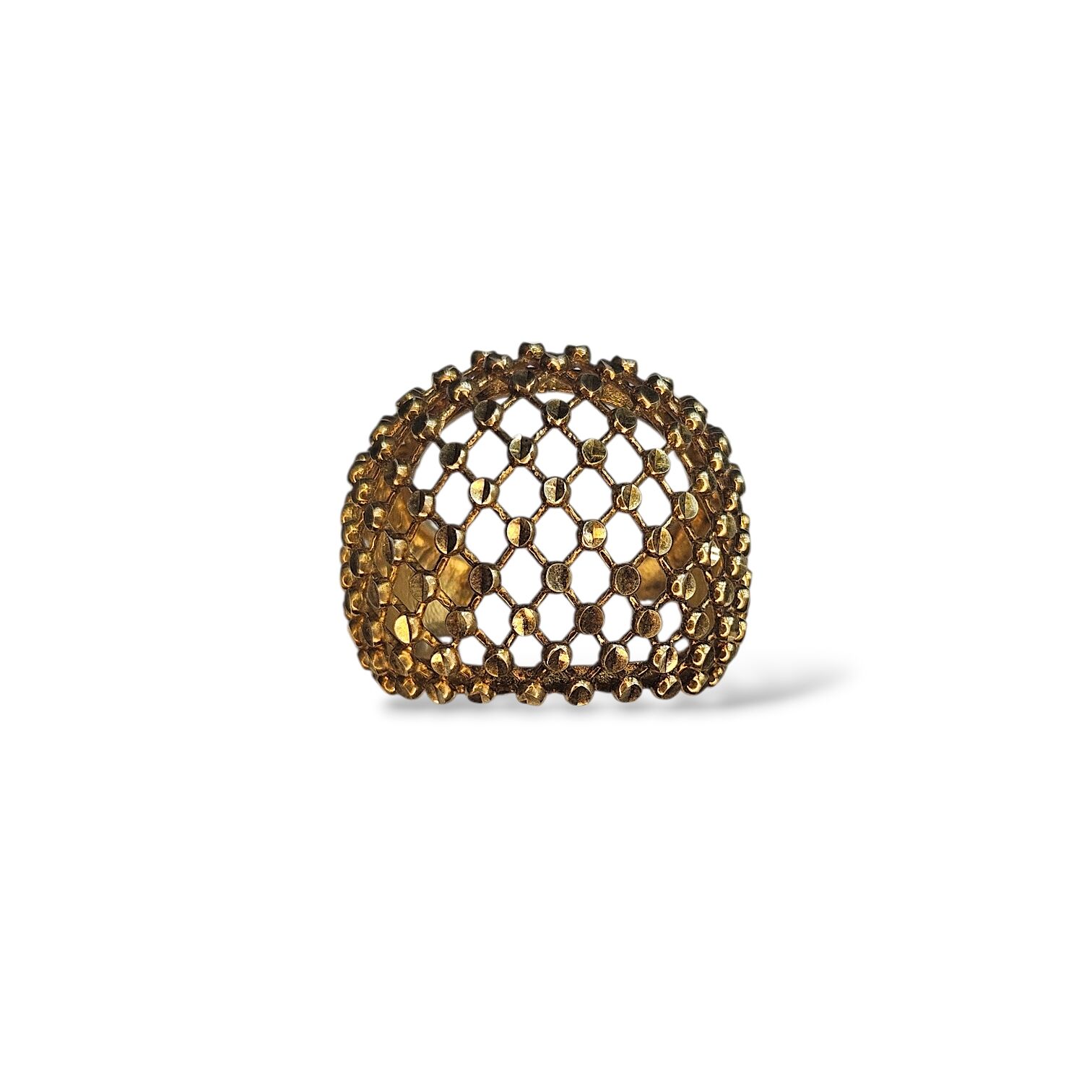 Kafes Model 14K Altın Kaplama Gümüş Yüzük - 13 no