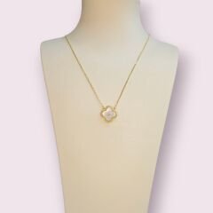 14K Altın Kaplama Çiçek Model Sedef Gümüş Kolye