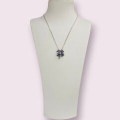 Mistik Topaz Kalp Kesim Yonca Model Gümüş Kolye