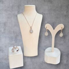 Elmas Model Damla Kesim Gümüş Set