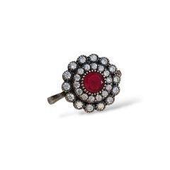 Elmas Model Yakut Taş Gümüş Set