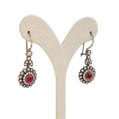 Elmas Model Yakut Taş Gümüş Set