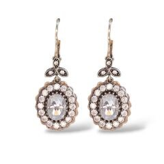 Elmas Model Oval Kesim Kristal Taş Gümüş Set