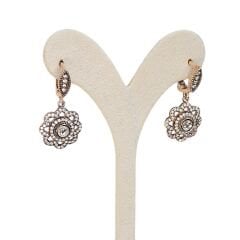 Elmas Model Çiçek Form Kristal Taş Gümüş Set